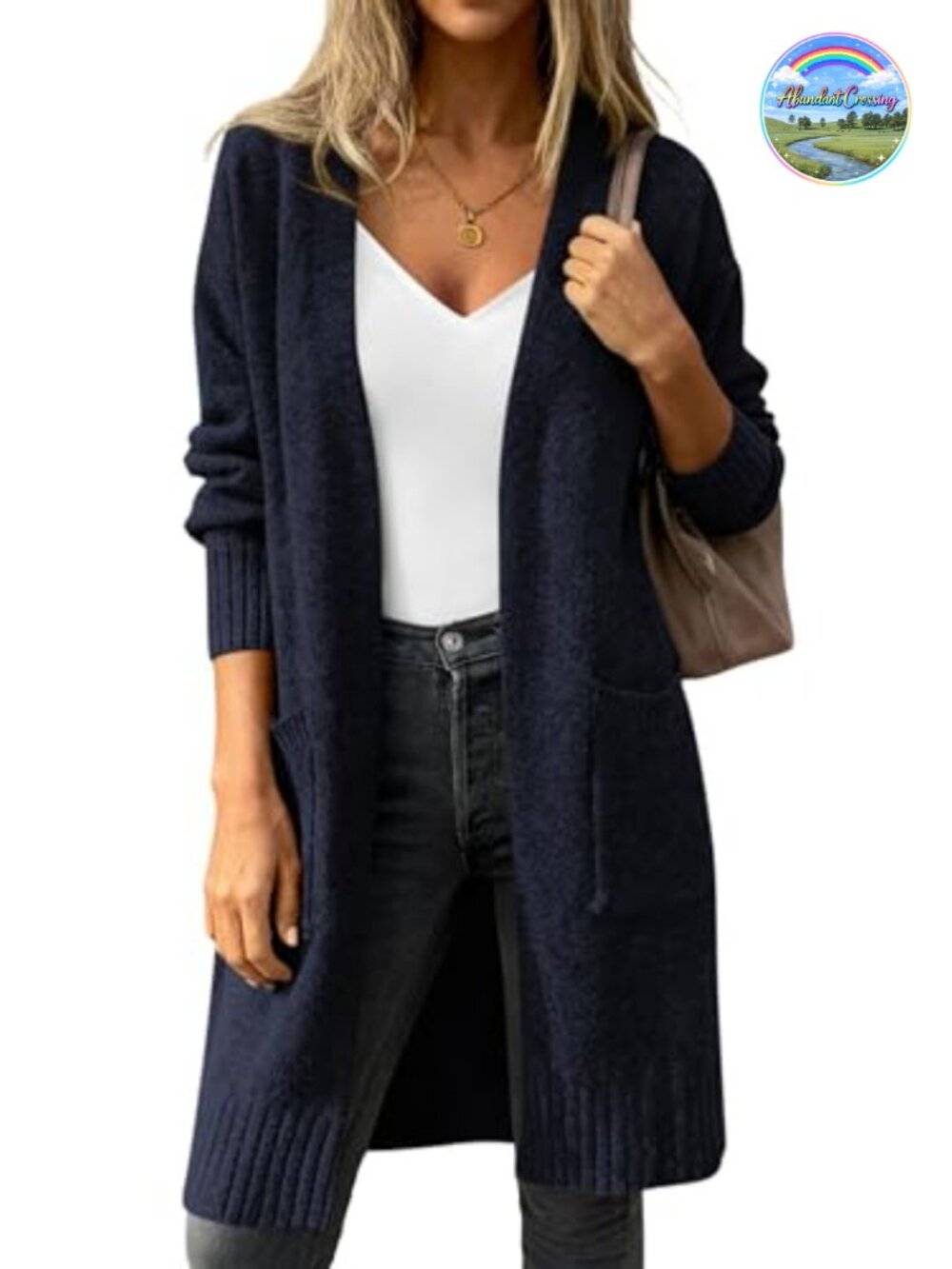 Oversized Open Front Long Knit Cardigan with Pockets